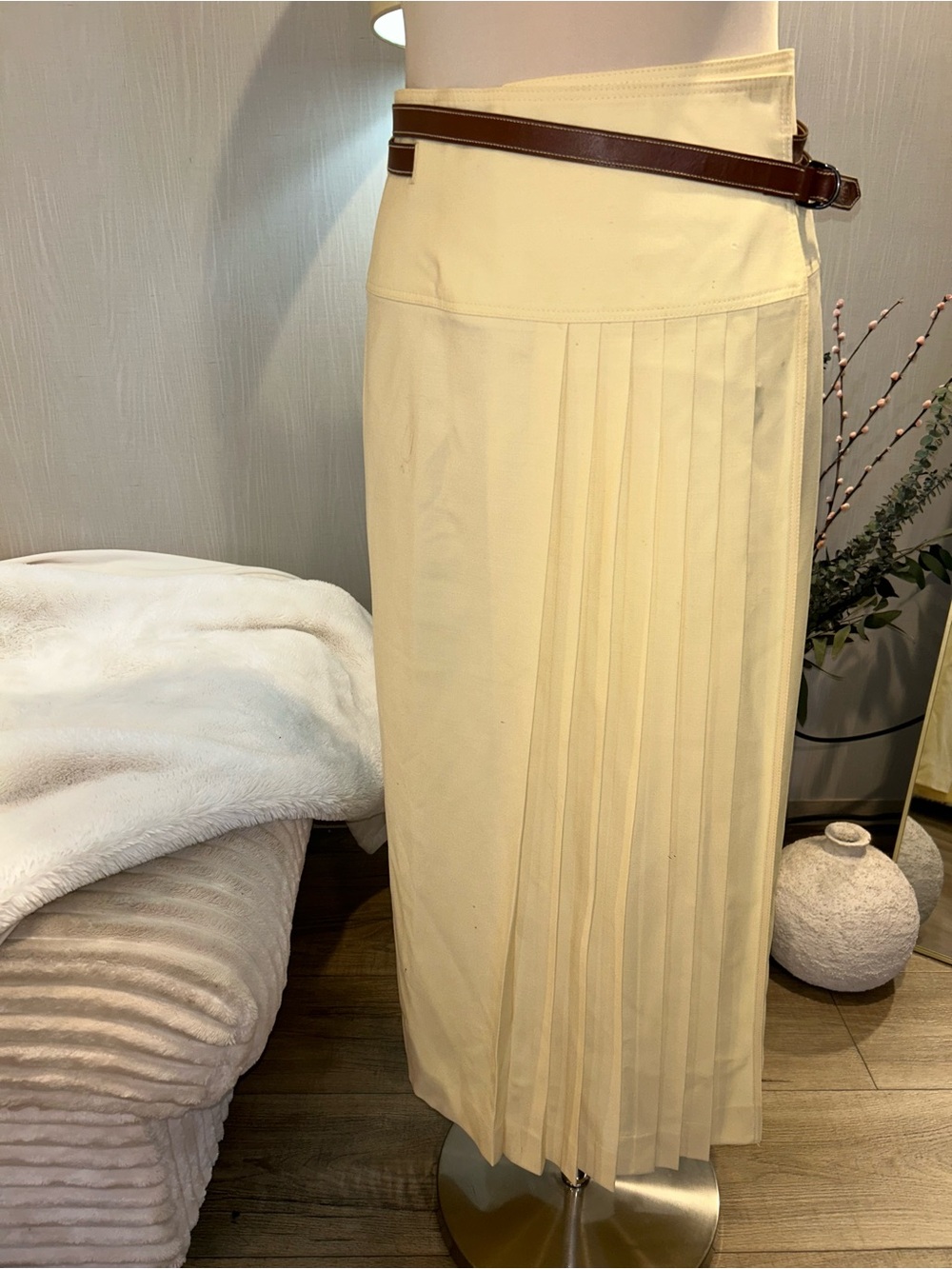 Vintage 1970s Gucci wool pleated wrap skirt